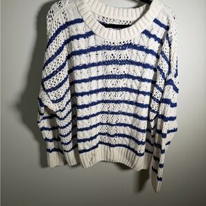 Sonoma Blue and White Striped Sweater